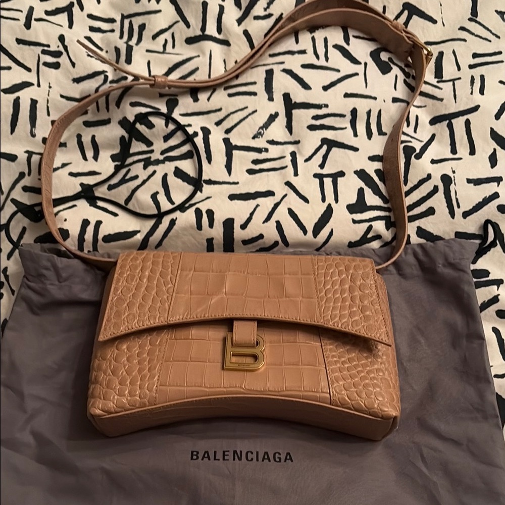 PRICE DROP! EUC Balenciaga XS Downtown Croc-Embossed Bag